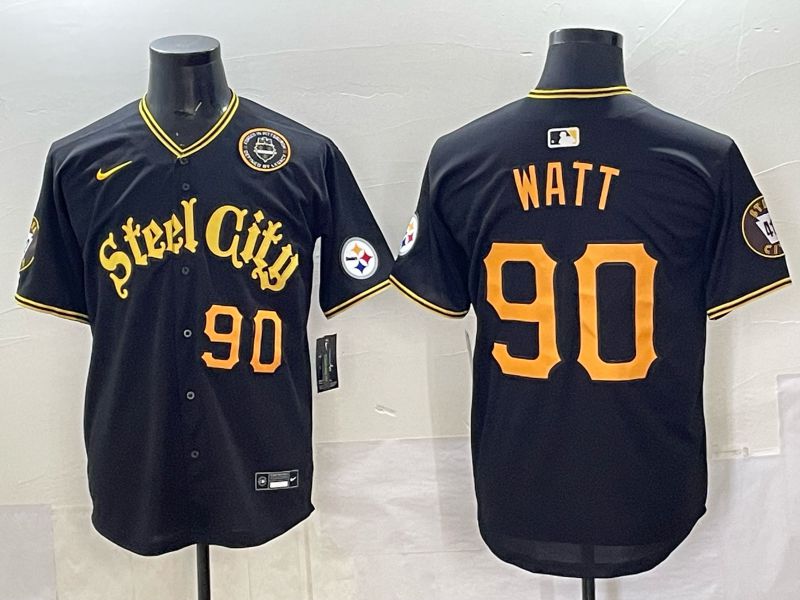 Men 2025 Nike Pittsburgh Steelers #90 Watt Black Limited NFL Jersey style 043->pittsburgh steelers->NFL Jersey